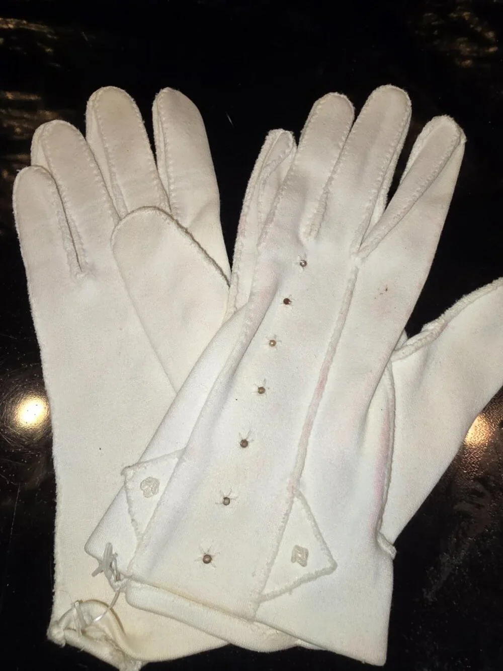 Gloves Women's Lot of 3 Ivory Small Large Embellished Floral Beaded Vintage MCM